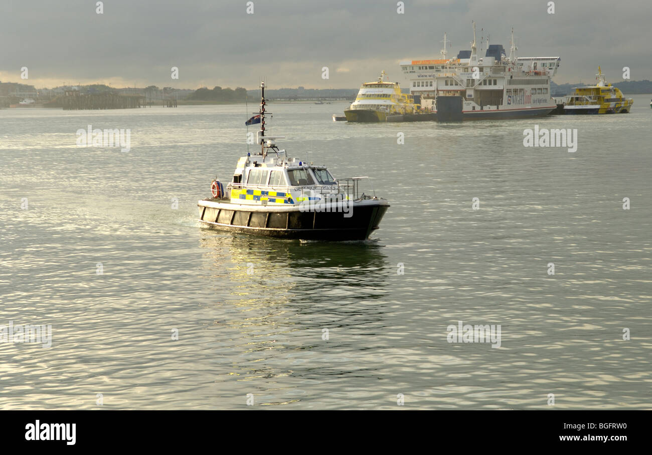 Portsmouth Dockyard Police boat patrols Portsmouth Harbour, England, UK. Stock Photo