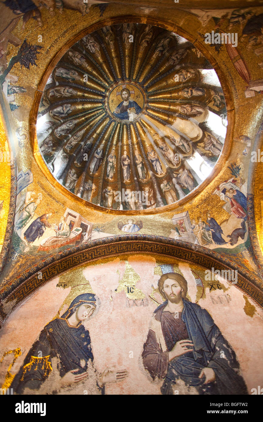 Mosaics and Paintings in The Byzantine Church of St. Savior in Chora,  Edirnekapı, Istanbul, Turkey Stock Photo