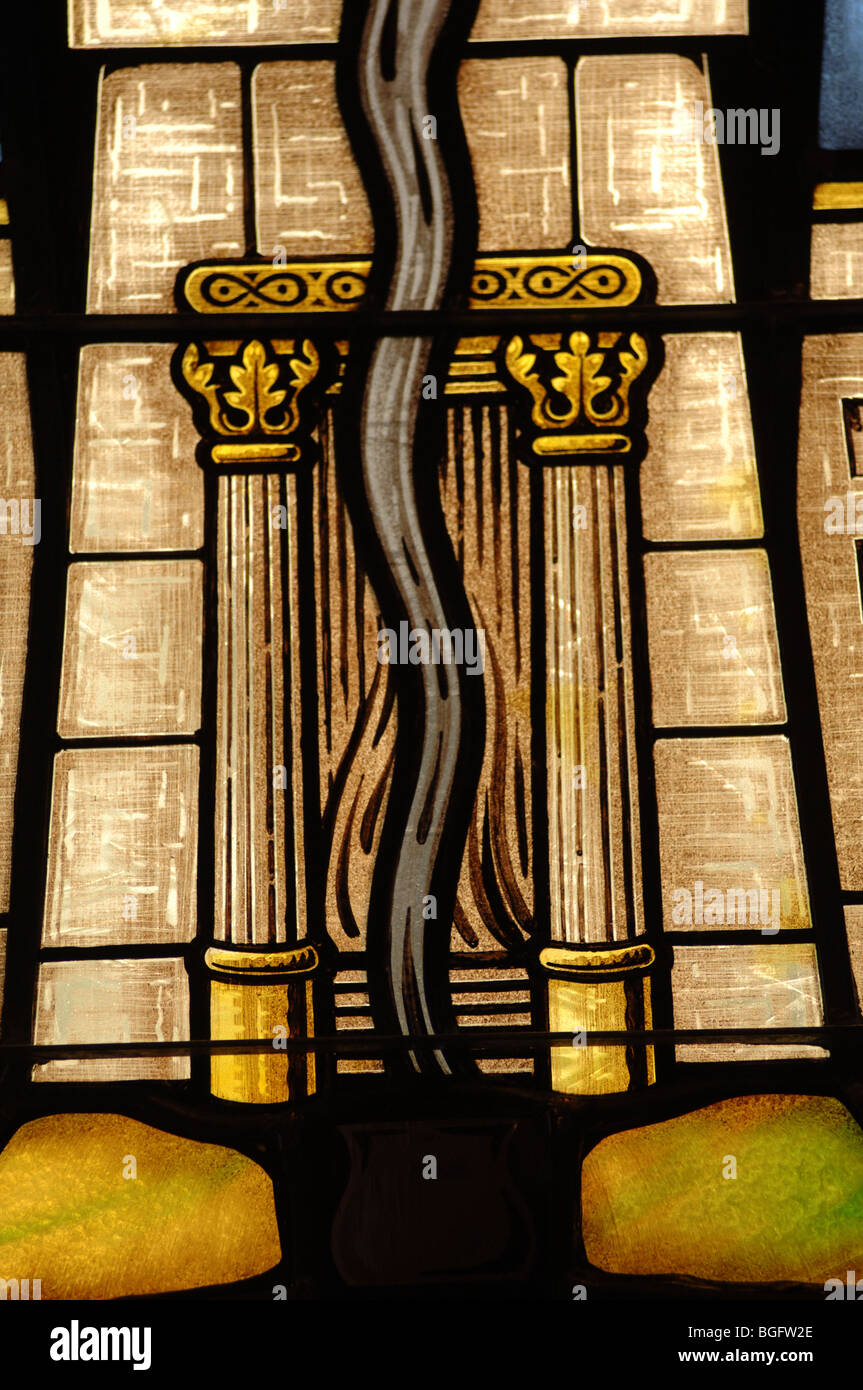 Stained glass window in synagogue Stock Photo Alamy