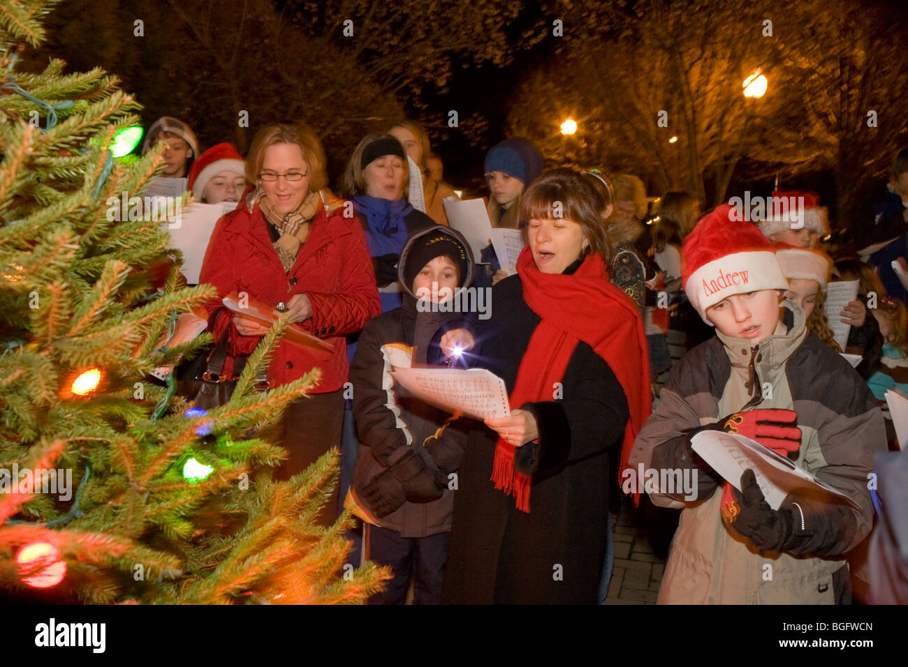 Christmas caroling in Canajoharie, New York State Stock Photo Alamy