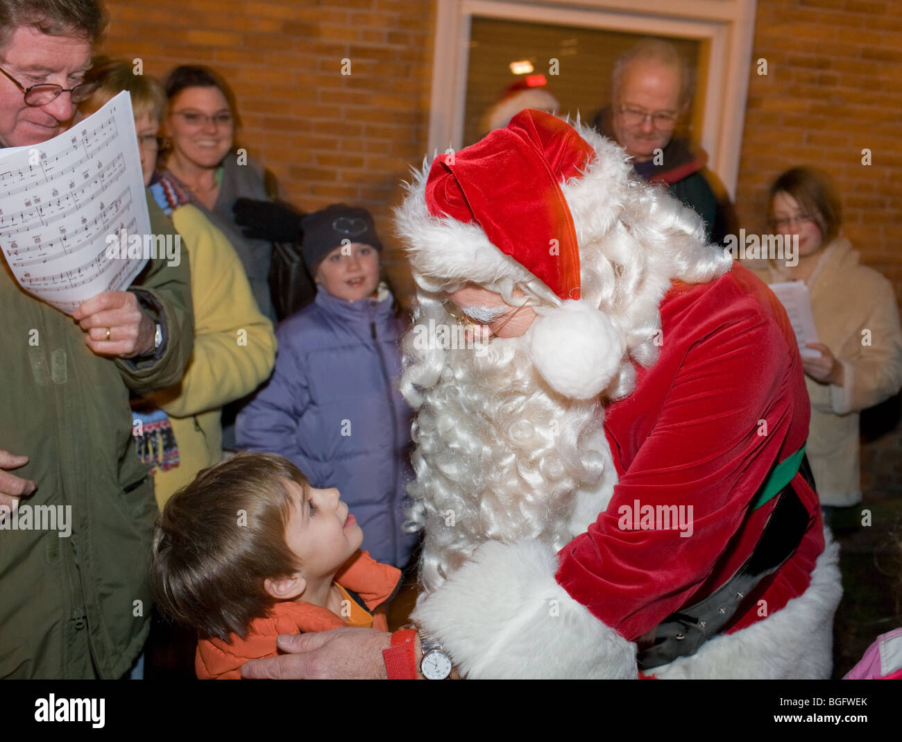 Santa Claus comes to town, Christmas caroling in Canajoharie, New York