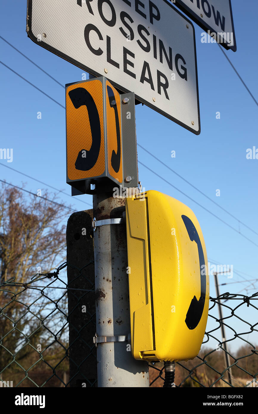 Railway crossing telephone Stock Photo