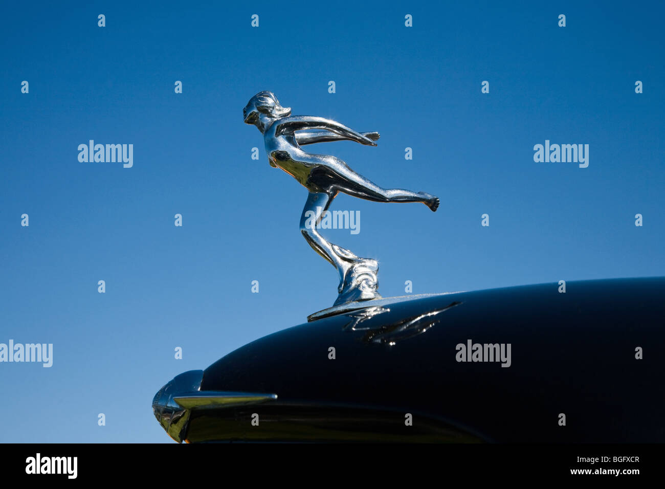 Hood ornament on a old oldsmobile Stock Photo