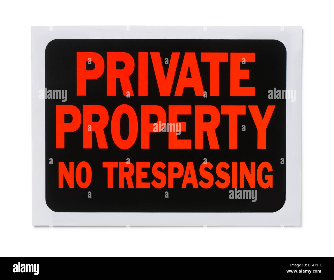 Private Property No Trespassing Sign Stock Photo