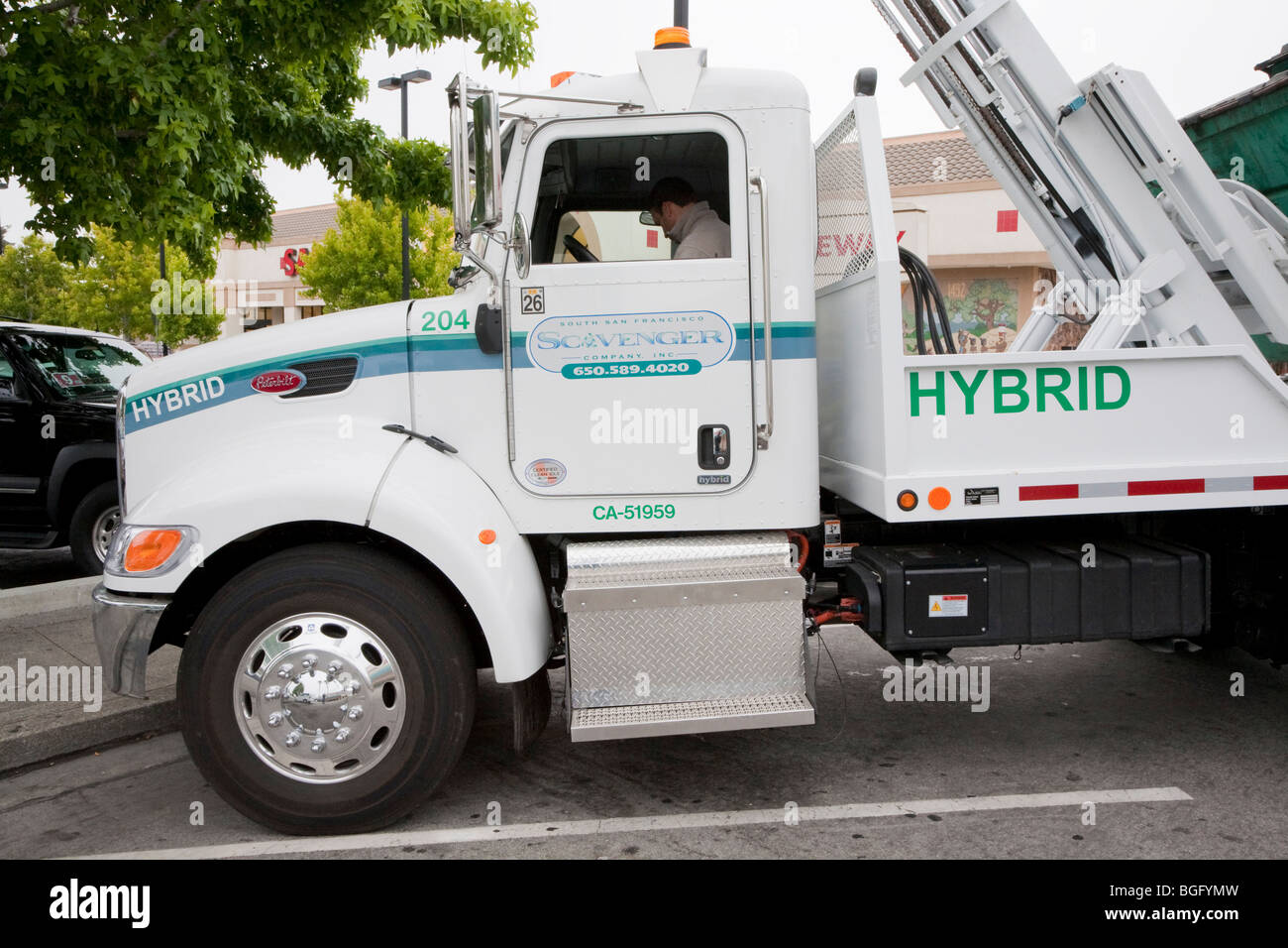 Peterbilt Hybrid Electric (HE) Truck Model 330 Class 6 vehicle. California, USA Stock Photo