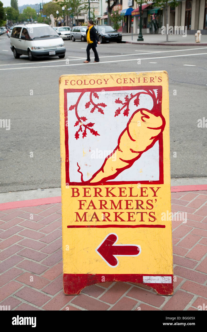 Sign of Ecology Center's Berkeley Farmers' Market. Berkeley, California, USA Stock Photo
