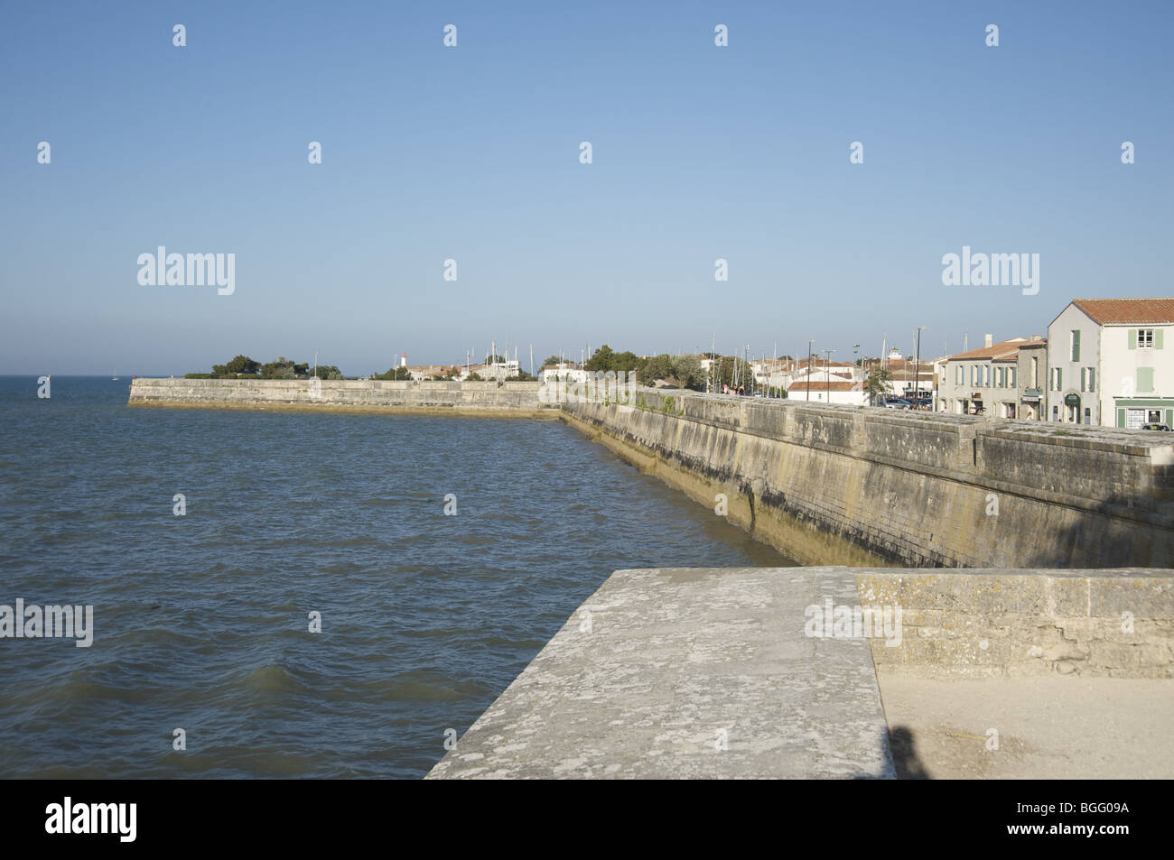 The ramparts and sea wall at Saint Martin , Ile de Re, France Stock Photo