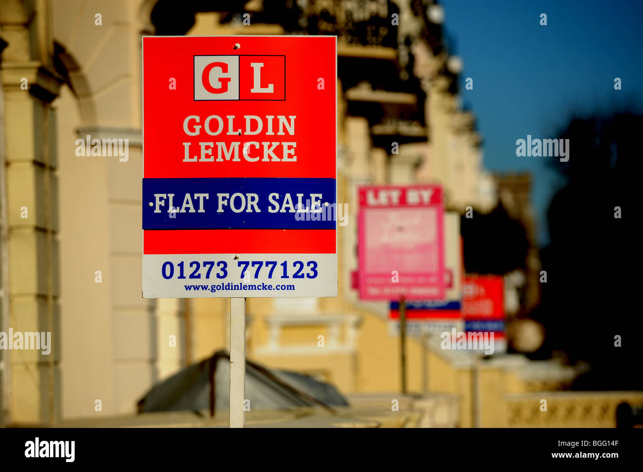 Estate Agent For Sale boards and signs in Hove Brighton Sussex UK Stock