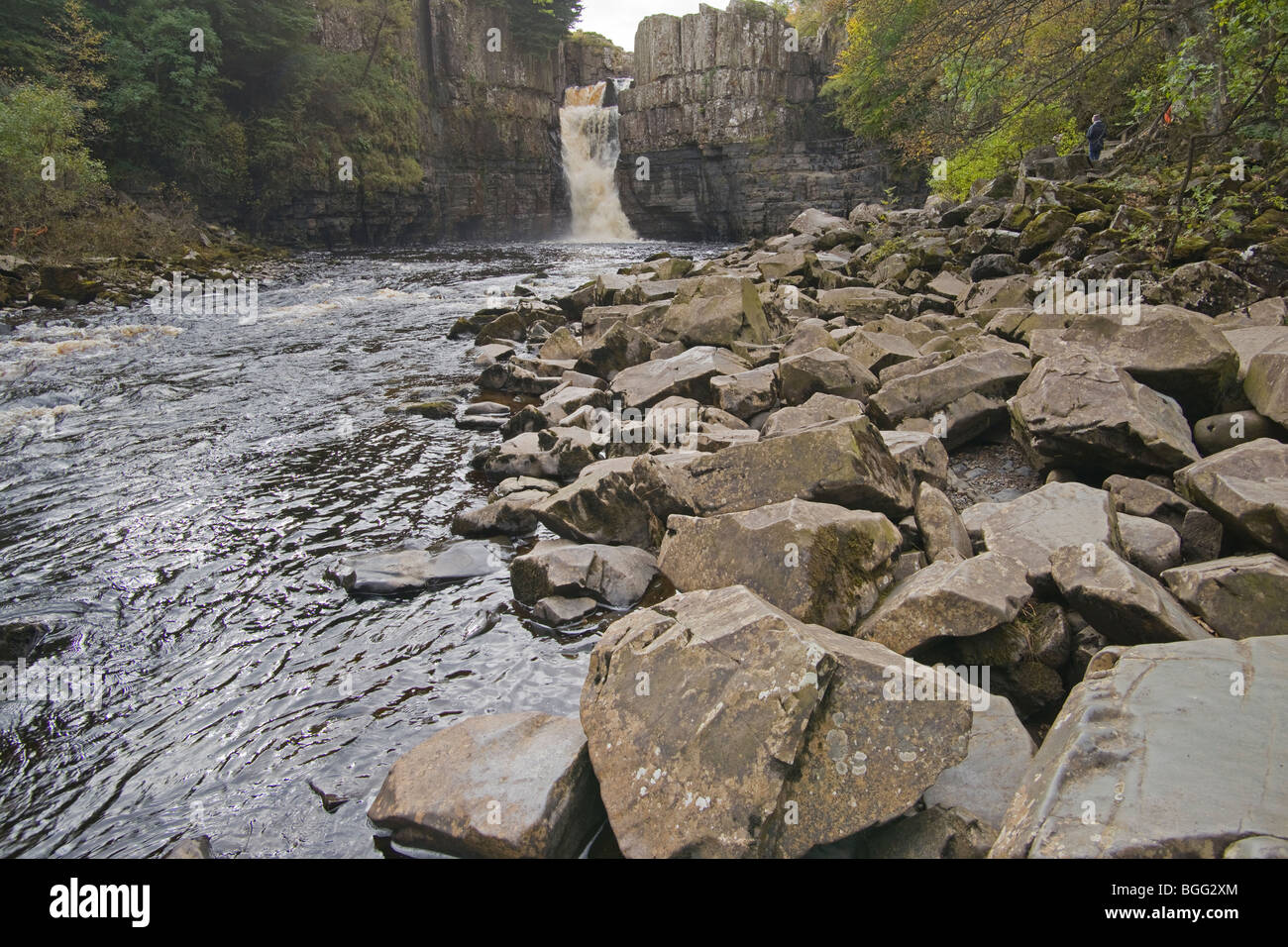 High Force waterfall, Upper Teesdale, Northern Penines, England, October, 2009 Stock Photo