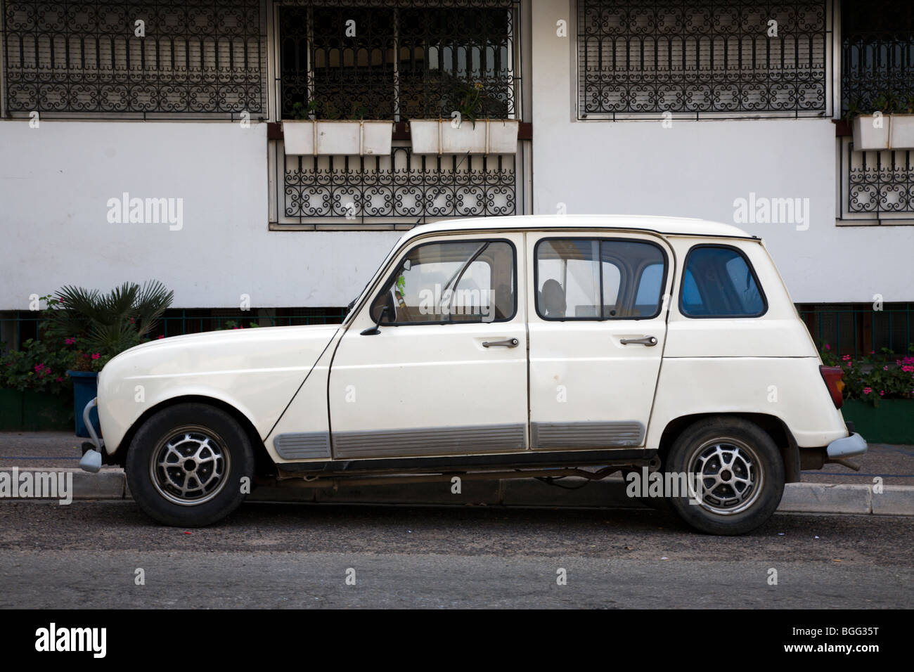 An old car parked on the streets of Agadir Stock Photo