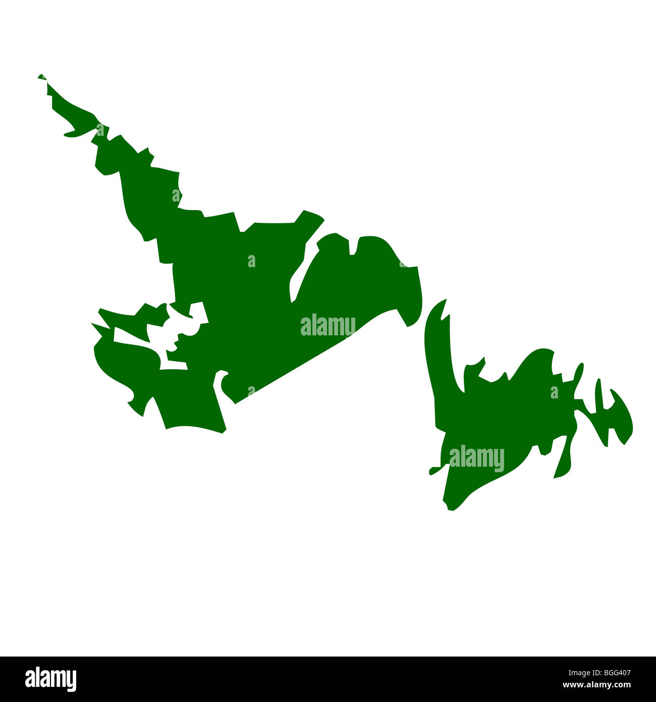 Map of Newfoundland province or territory in Canada, isolated on white background. Stock Photo