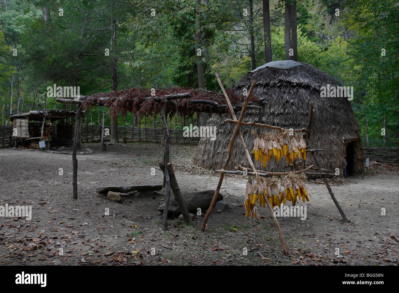 Native American Monacan Indian village in Natural  Bridge Virginia  in USA North America US everyday lifestyle daily life hi-res Stock Photo