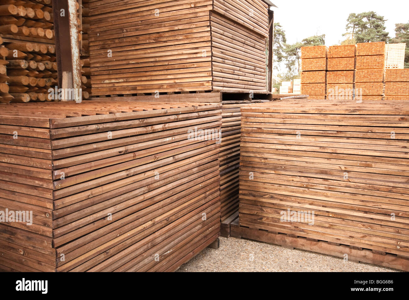 Wood and fencing supplies Timber Merchant UK Stock Photo Alamy