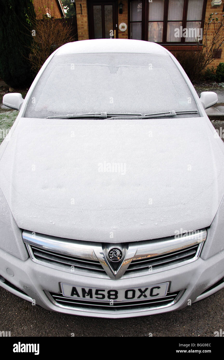 Heavy frost on car, Stanwell Moor, Surrey, England, United Kingdom Stock Photo