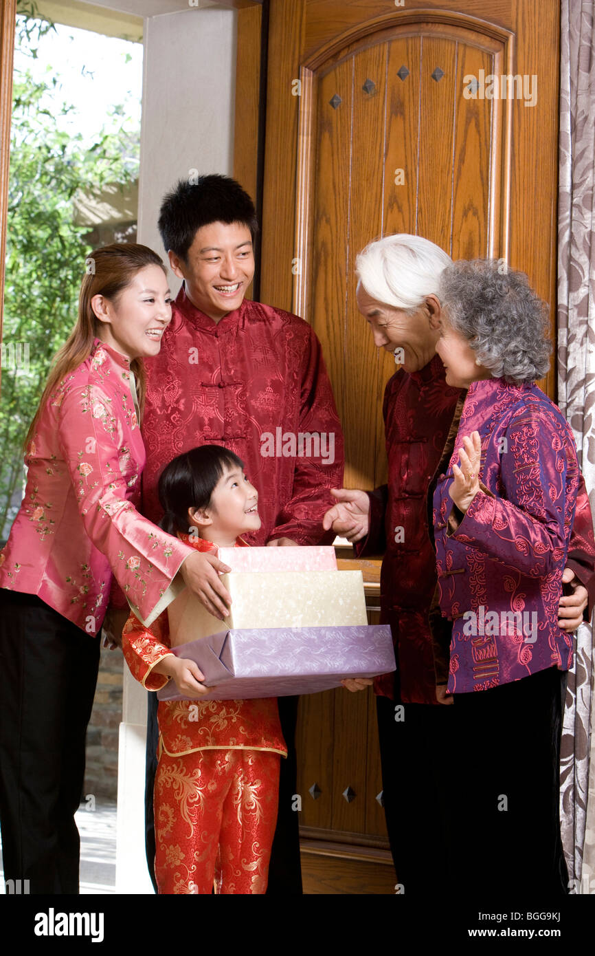 Family sending Chinese New Year gifts Stock Photo Alamy