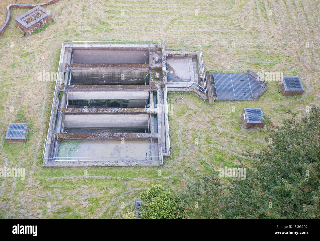 Sewage Treatment Works - Settling Tanks Stock Photo