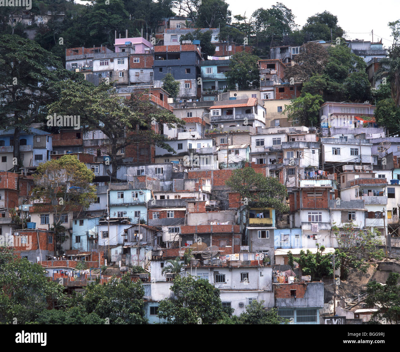 Hillside 'favela' slum housing, Rio de Janeiro, Rio de Janeiro State 