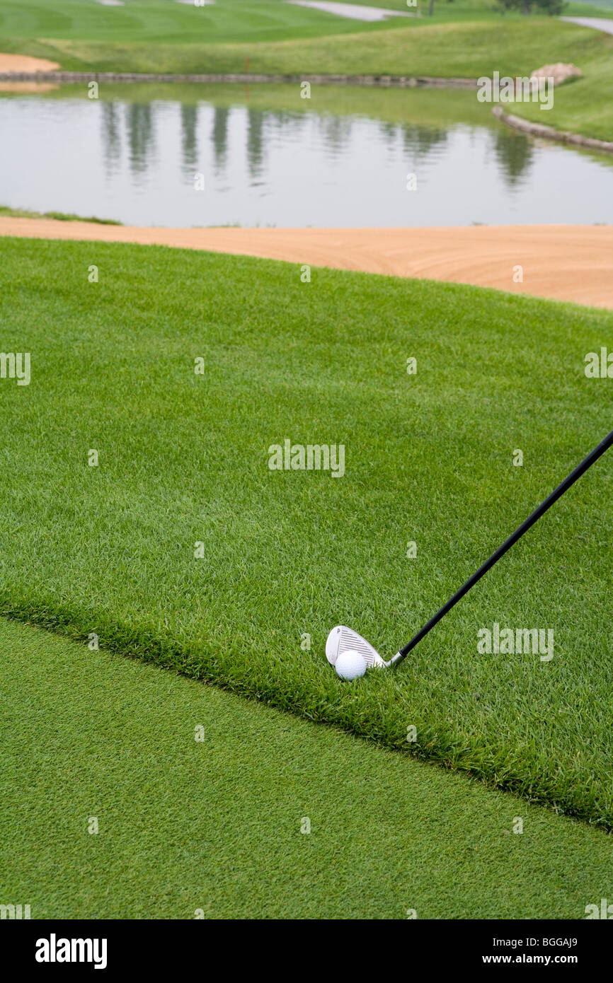 Closeup of chipping golf ball Stock Photo Alamy