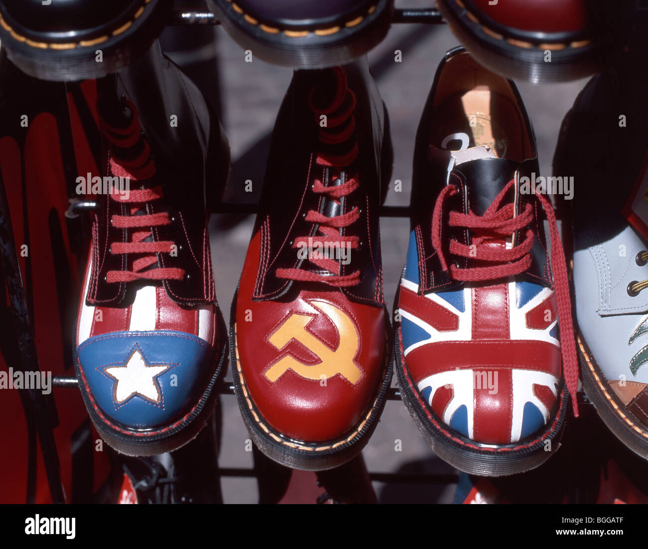 Doc Martens shoes on stall, Carnaby Street, Soho, City of Westminster,  Greater London, England, United Kingdom Stock Photo - Alamy