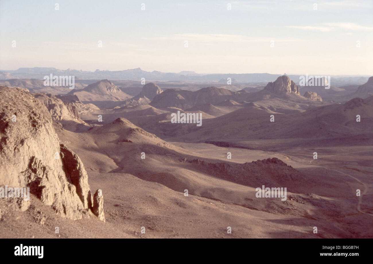 Mountain landscape from Hermitage, The Ahaggar Mountains, Central Sahara, Tamanrasset Province, Algeria Stock Photo