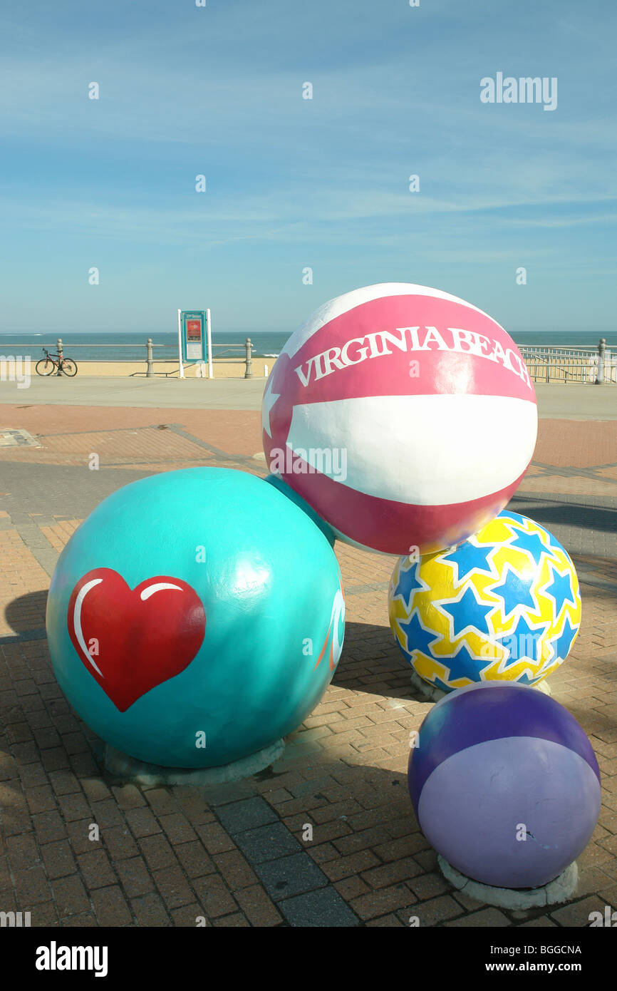 AJD61932, Virginia Beach, VA, Virginia, Boardwalk, Beach Balls, statues