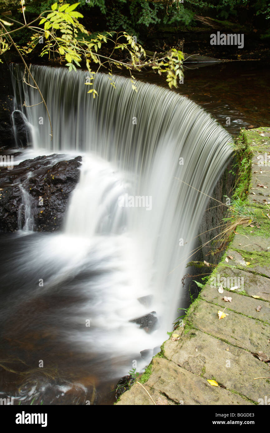 A waterfall on the River Calder, Lochwinnoch Renfrewshire Scotland UK Stock Photo