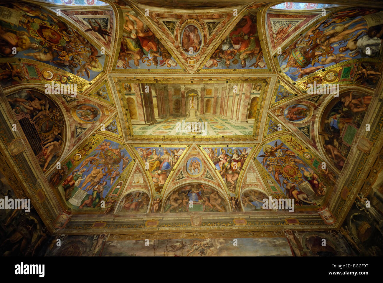 Ceiling of Sala di Costantino, Rome, Italy, low angle view Stock Photo