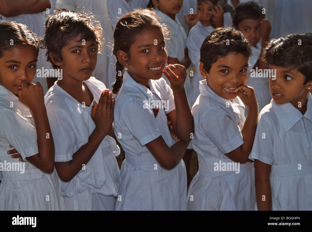 Girl students, Polonnaruwa, Sri Lanka Stock Photo