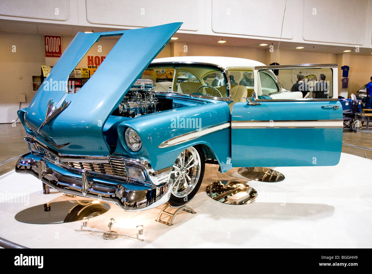 Custom vintage classic American retro cars on display at a car local indoor  car show Stock Photo - Alamy