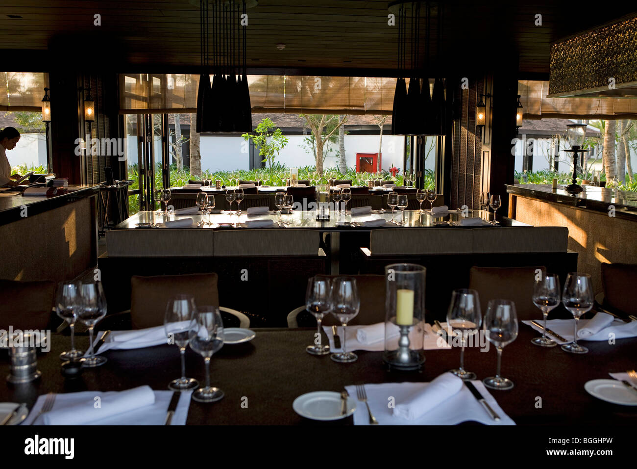 Table settings in a hotel dining room, Hoi An, Vietnam Stock Photo Alamy
