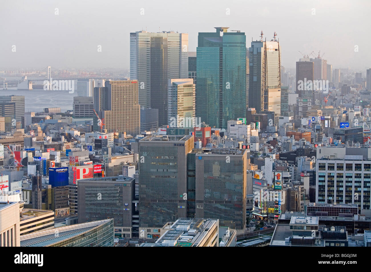 Cityscape of Tokyo, Ozean in the background, Japan, aerial perspective Stock Photo