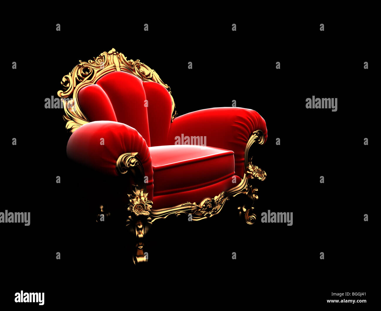 classic golden chair in the dark Stock Photo Alamy