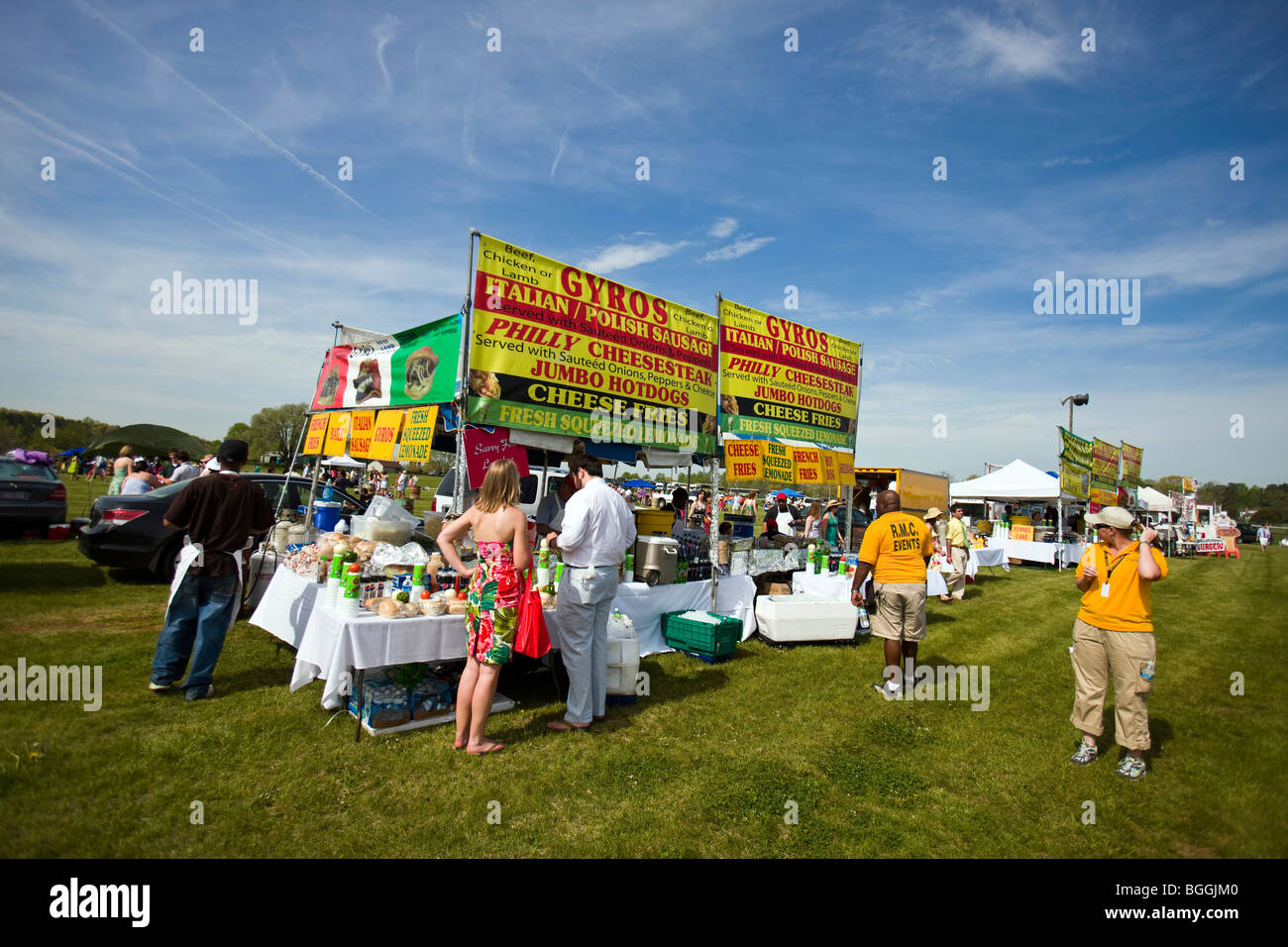 Vendors supplied sold food drinks at the Foxfield Races, Charlottesville, Virginia, USA. Stock Photo