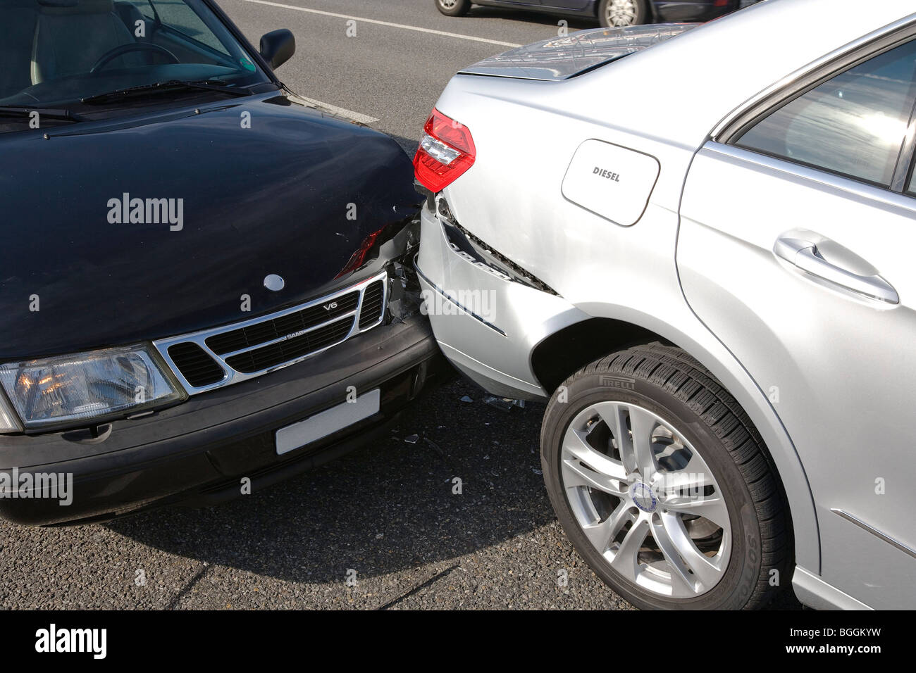 Results of a rearend collision, horizontal format Stock Photo Alamy