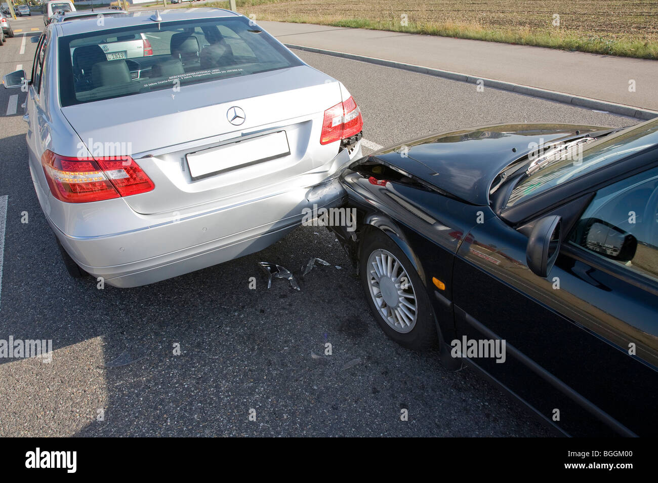 Rear-end collision, horizontal format Stock Photo