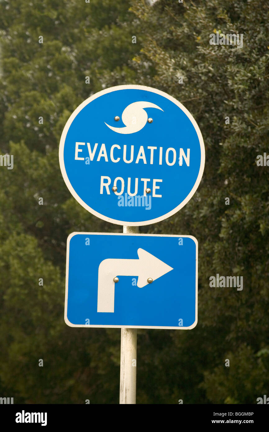 Highway sign,  'Evacuation route' , Florida Stock Photo