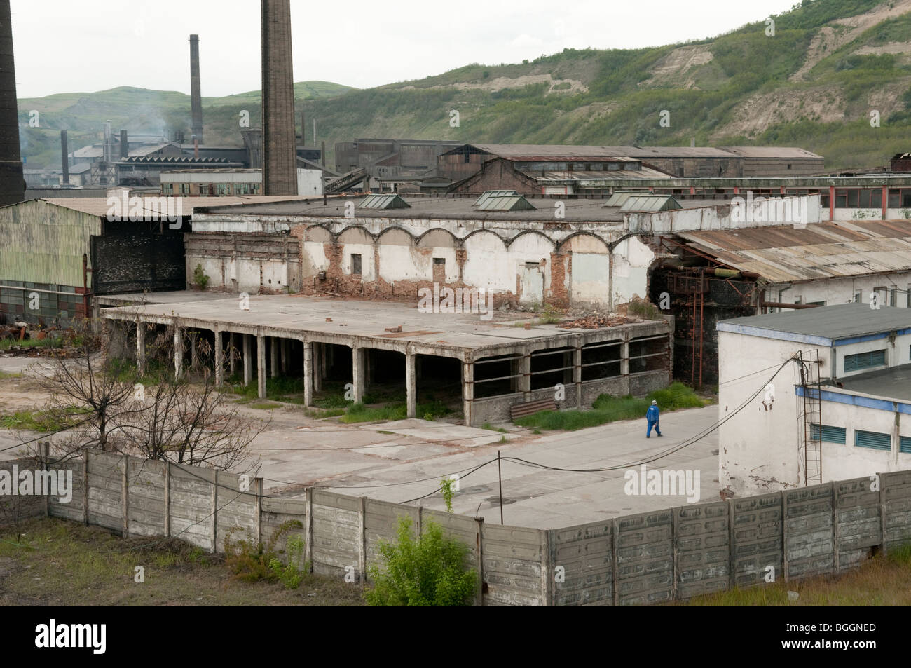 Disused Carbosin Factory causing pollution in Copsa Mica Romania Eastern Europe Stock Photo
