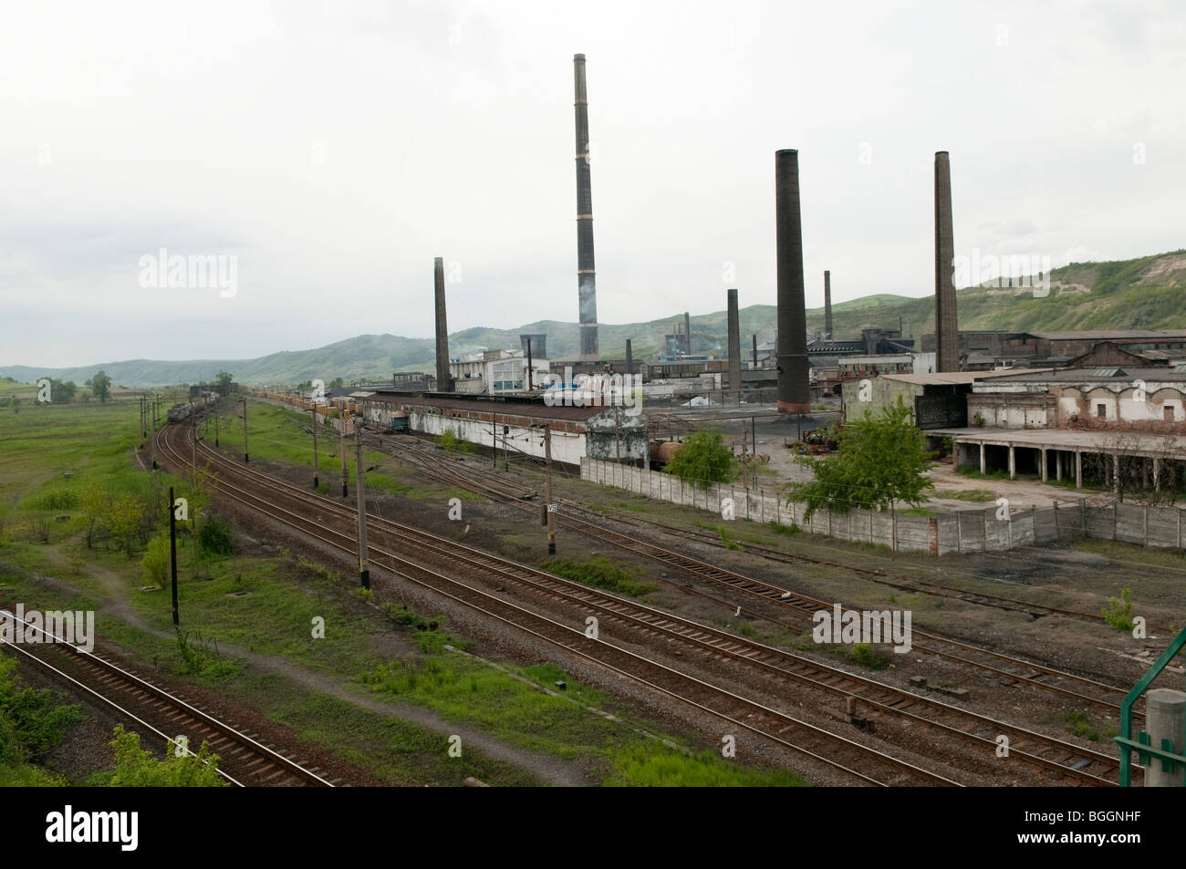 Disused Carbosin Factory causing pollution in Copsa Mica Romania Eastern Europe Stock Photo