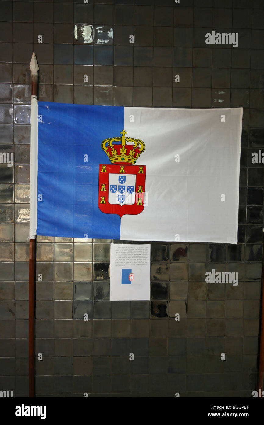 Portuguese national flag from the XIX century. Stock Photo