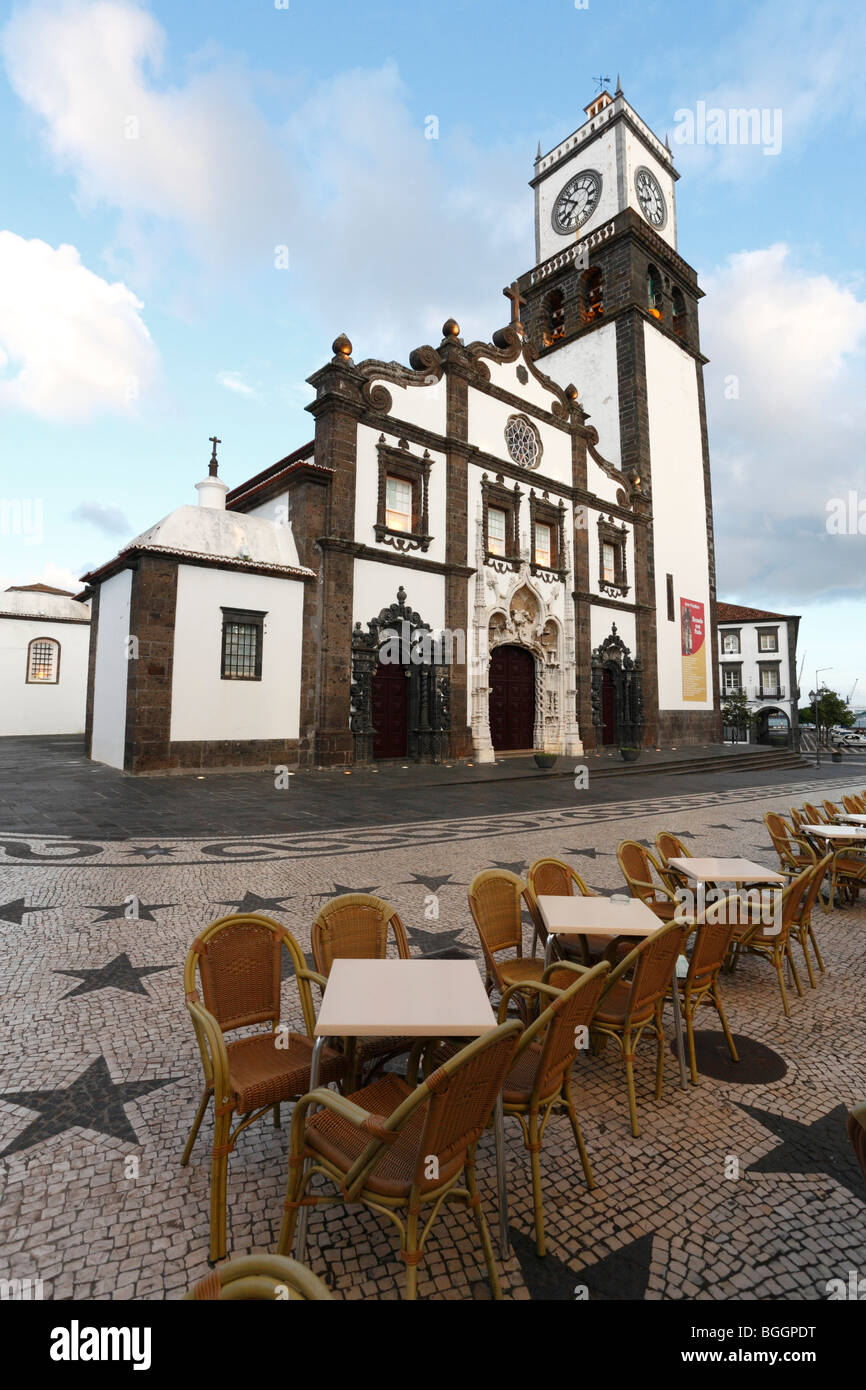 The Mother Church (Igreja Matriz), in the azorean city of Ponta Delgada. Sao Miguel island, Azores islands, Portugal. Stock Photo