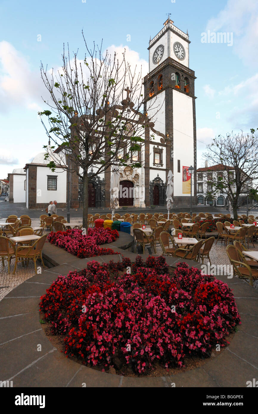 The Mother Church (Igreja Matriz), in the azorean city of Ponta Delgada. Sao Miguel island, Azores islands, Portugal. Stock Photo