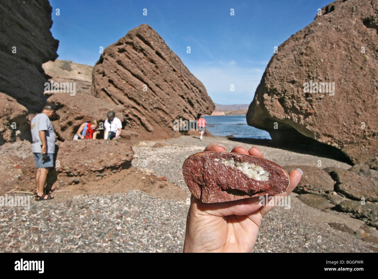 Geode found in rock on an unnamed island, looking for geodes. Sea of