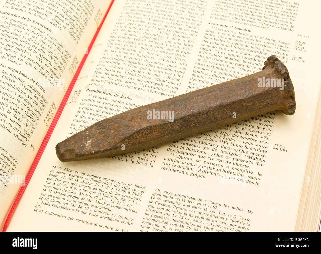 Bible and nail Stock Photo Alamy