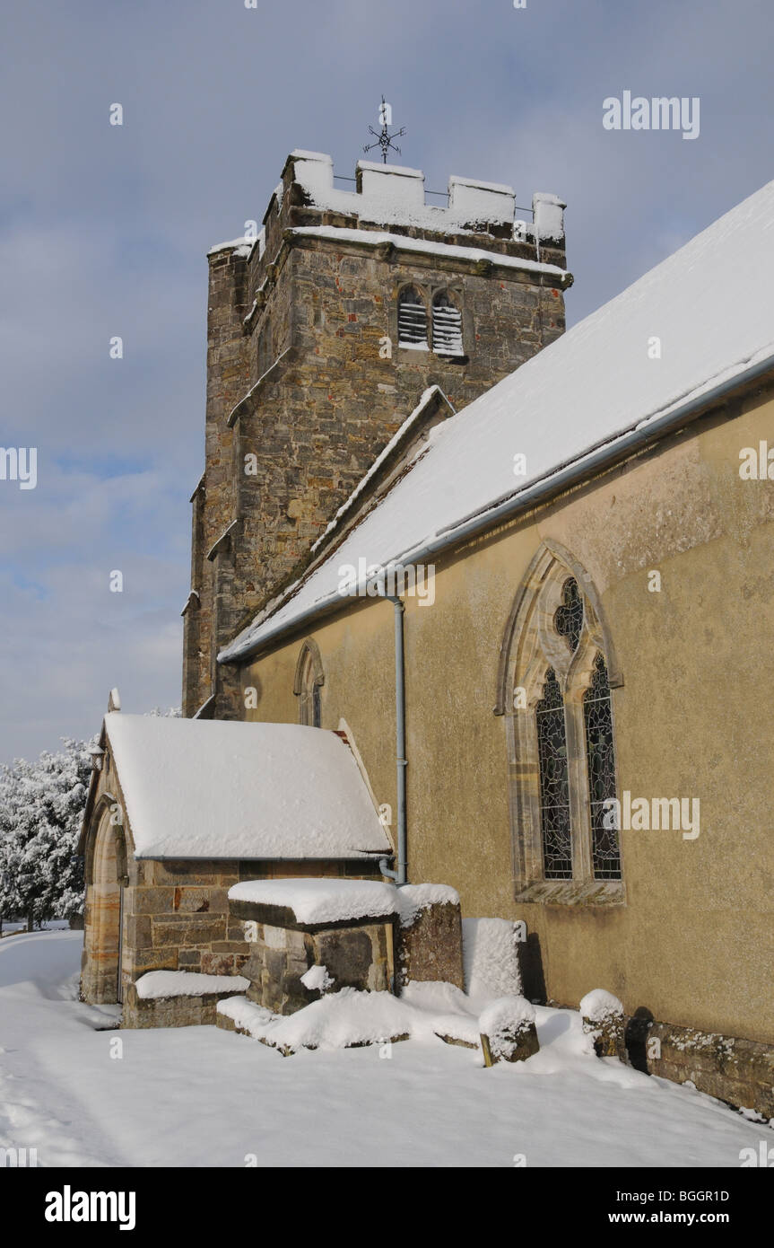 The church of St. Mary the Virgin, Warbleton, East Sussex, in the snow