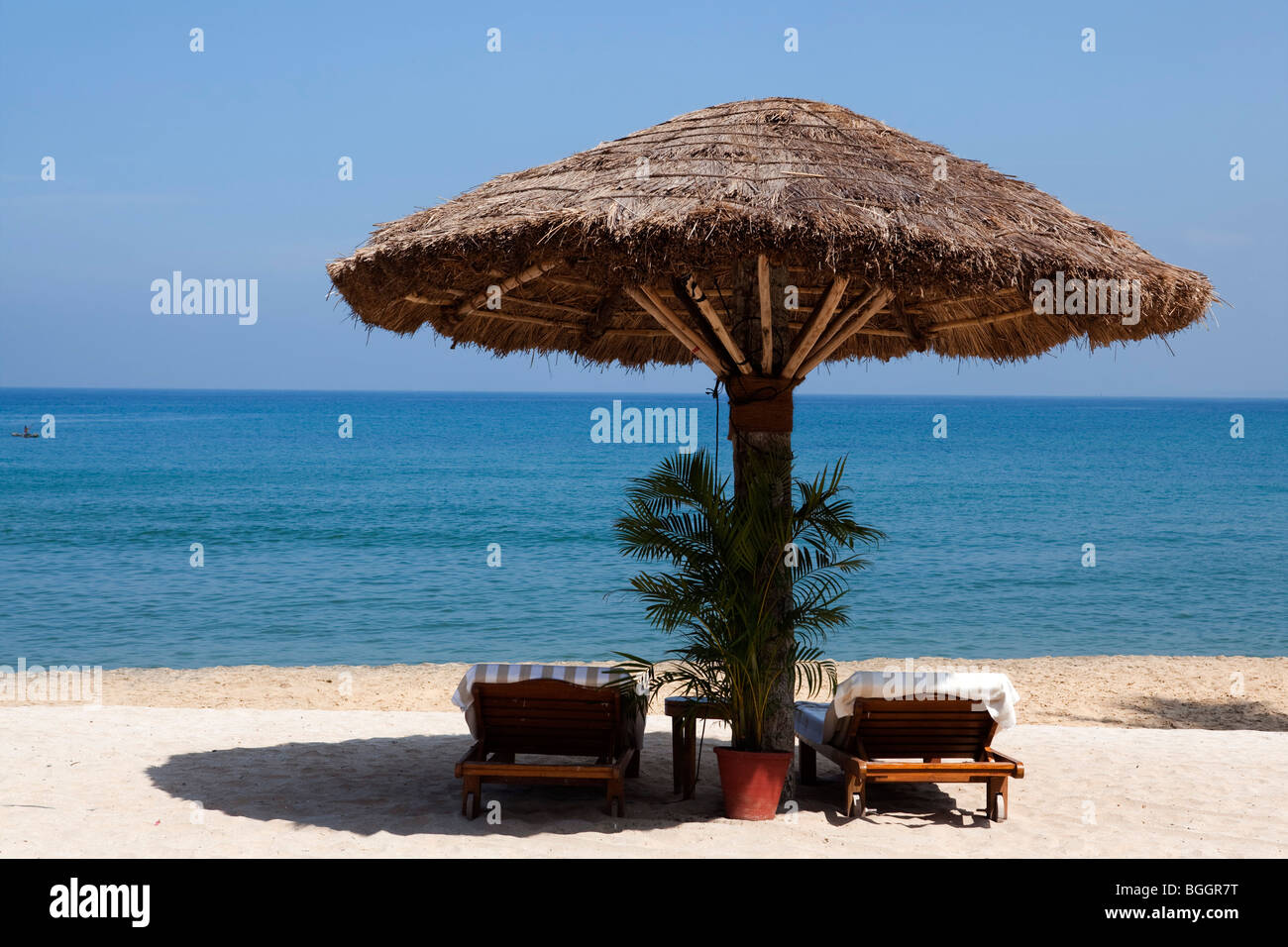 deck chair by the sea in a hotel resort in Kerala state india Stock ...