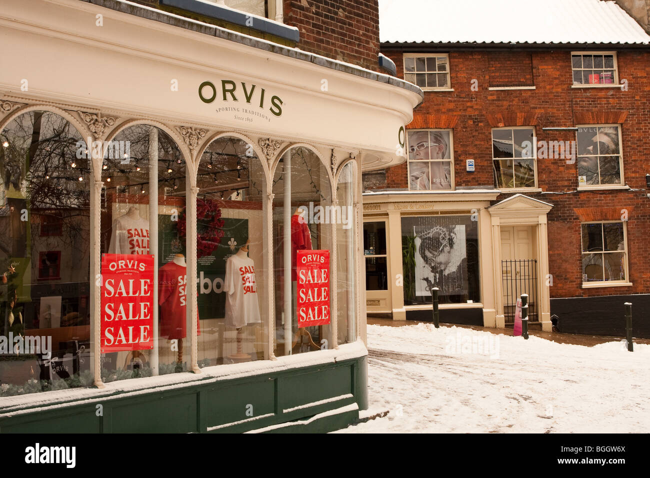 Around Norwich city centre in Norfolk in the Uk Snowfall of early January, 2010 Stock Photo