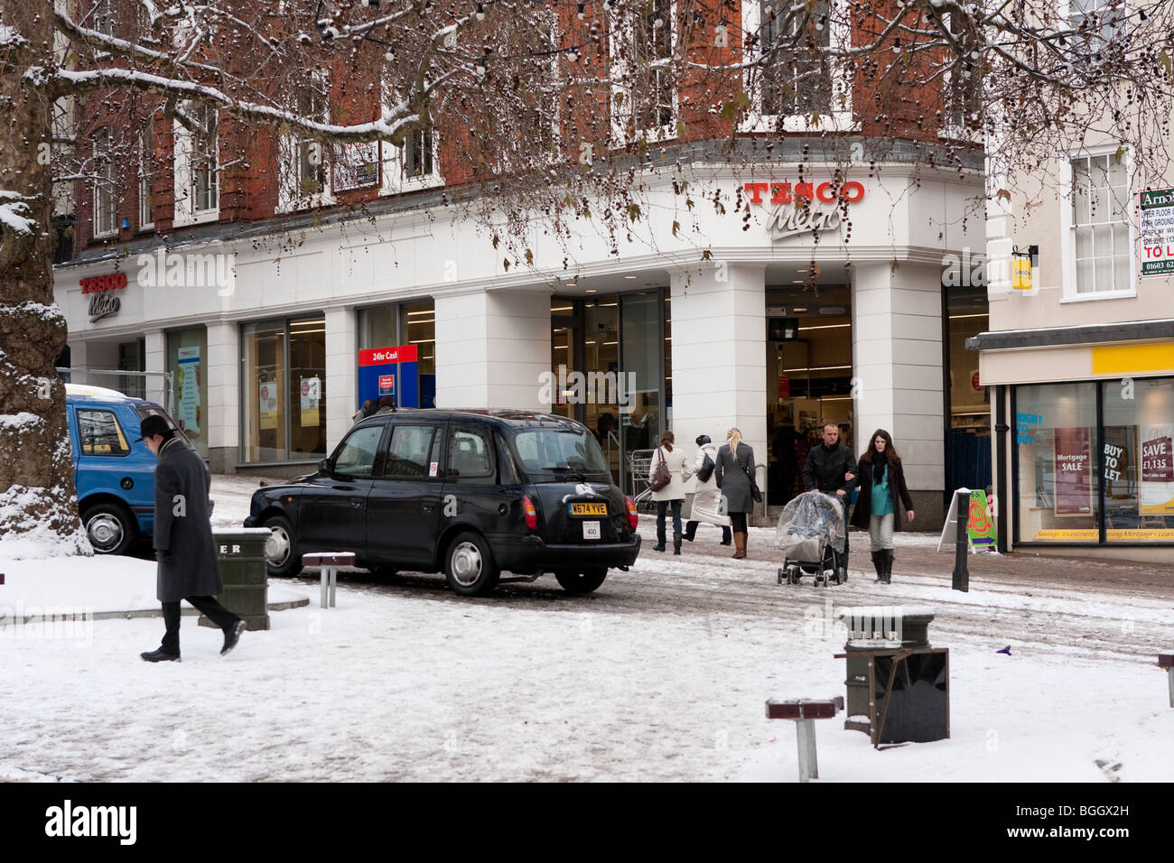 Around Norwich in the UK Snowfall of early January 2010. Stock Photo