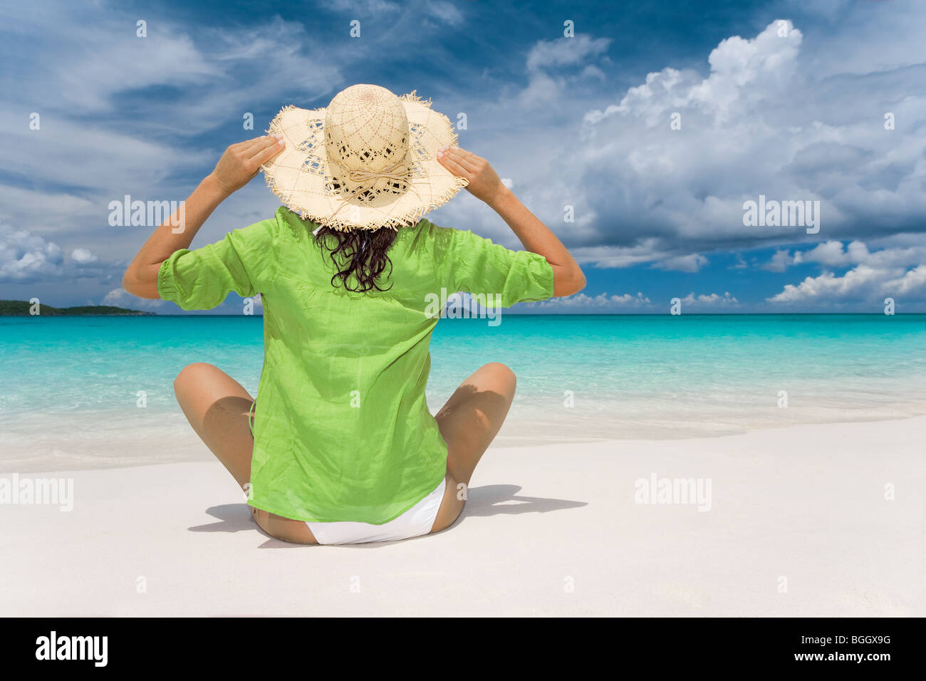 woman relaxing on tropical beach Stock Photo - Alamy
