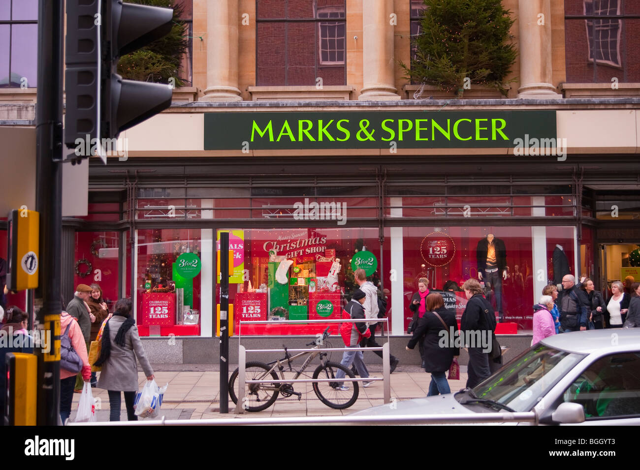 Marks & Spencer christmas window display in Norwich,Norfolk,UK Stock Photo