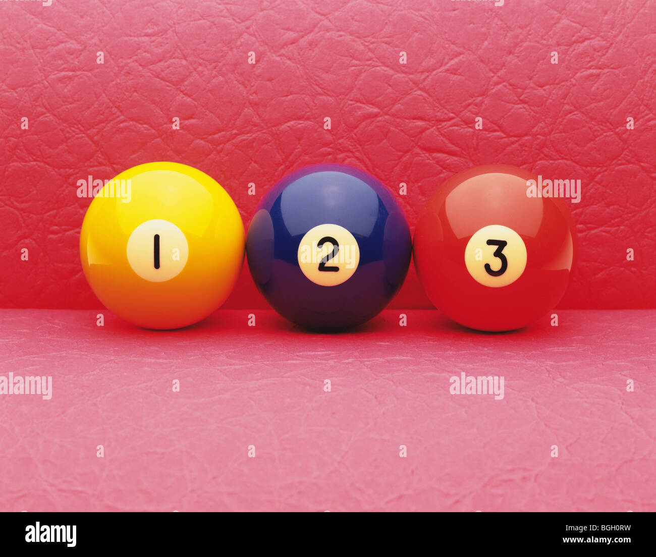 Billiard balls numbered 1, 2 and 3 in a row Stock Photo Alamy